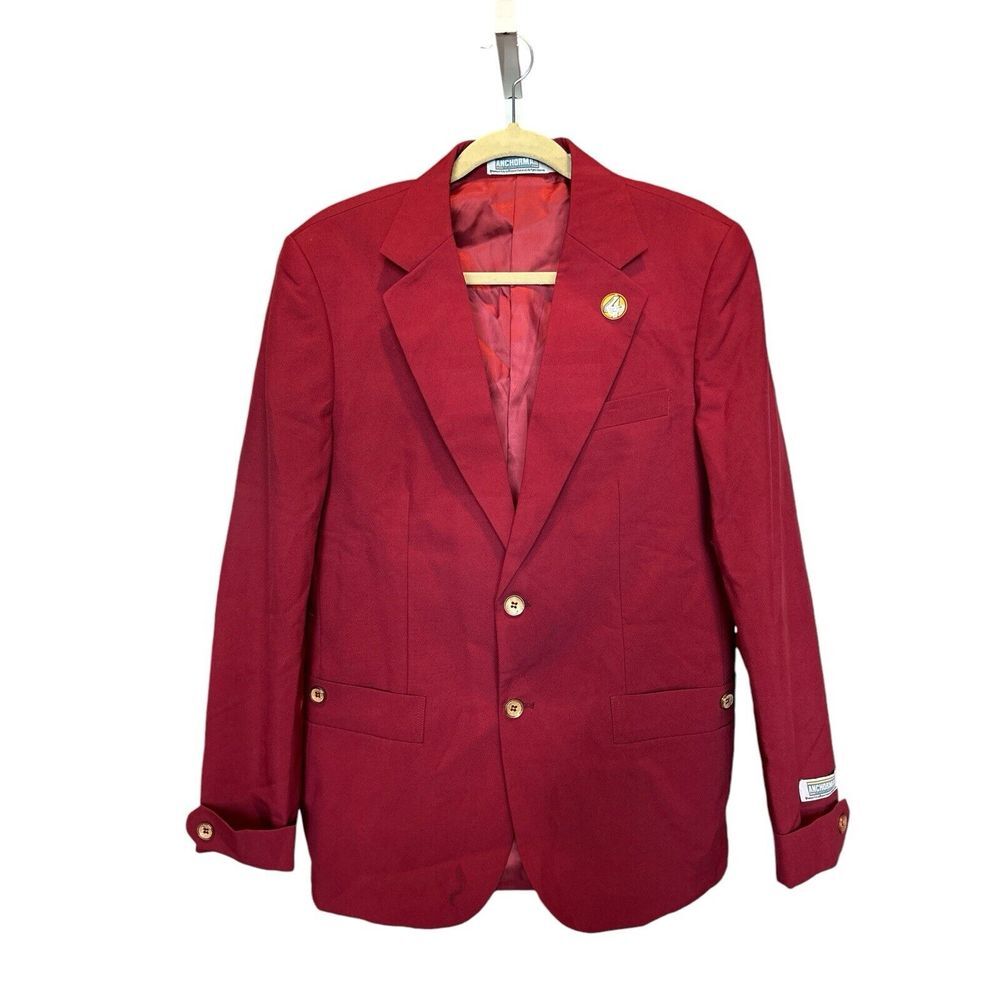 Anchorman Blazer Men's 40 Maroon Red Suit Jacket Will‎ Ferrell Ron Burgundy